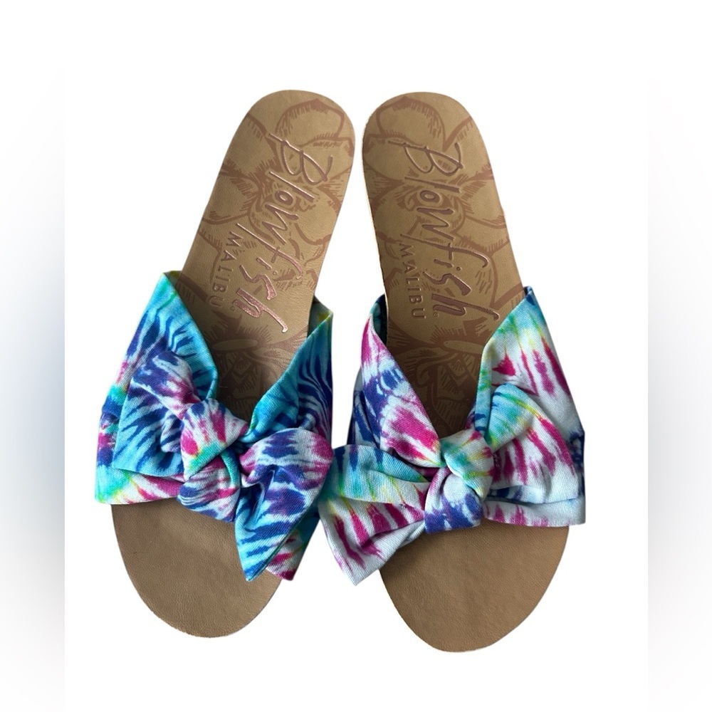 Blowfish Tie-dyed Bow Slip on Flip Flop Sandals size 8 - Picture 2 of 5